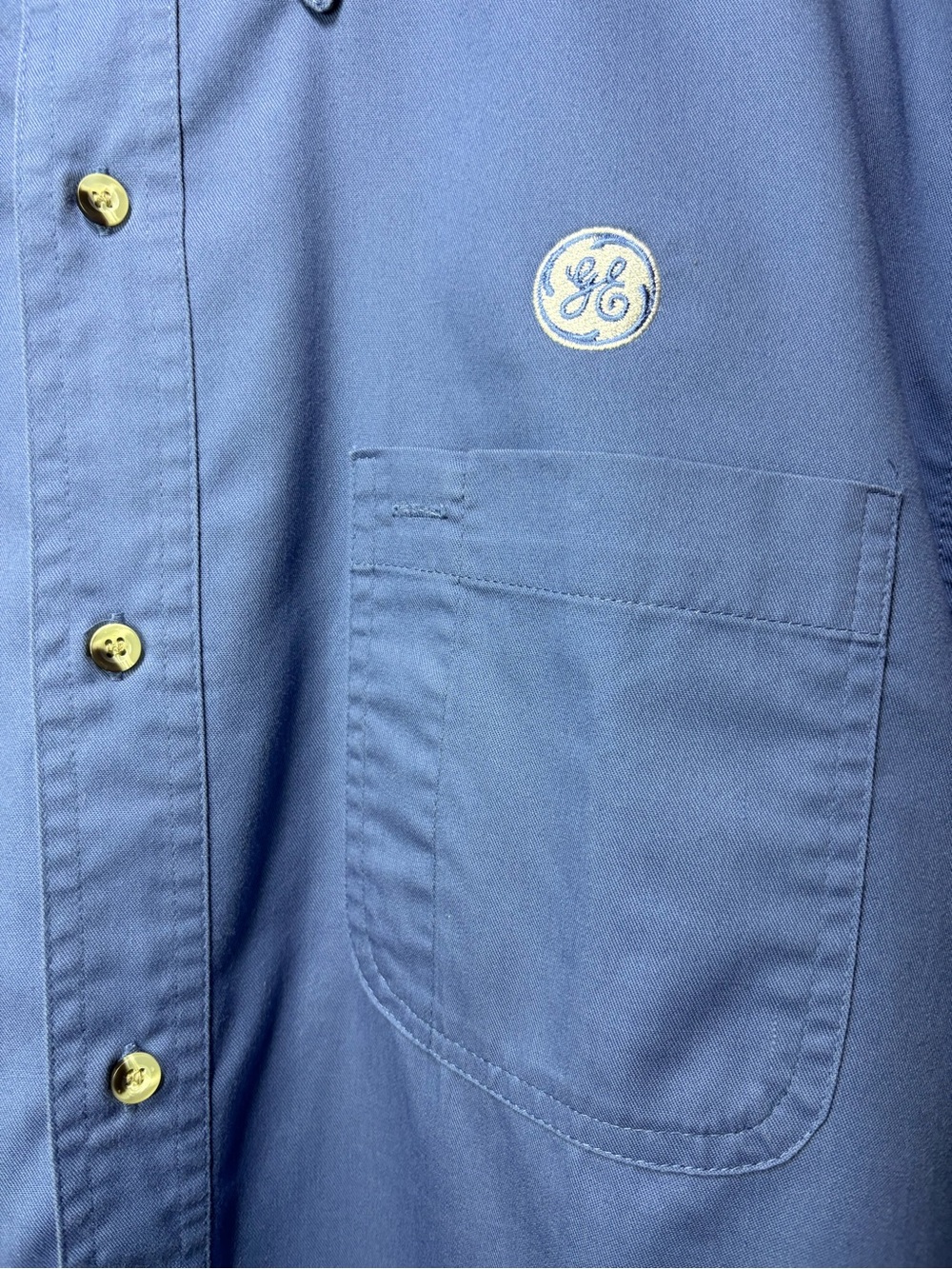 Vintage Tri-Mountain GE General Electric Corporate Work Shirt Blue Men's Large
